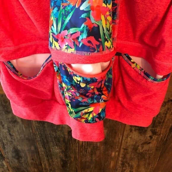 Zuma Blu Sz S Orange Floral Back Racerback Strappy Workout Exercise Yoga Top - Picture 8 of 10